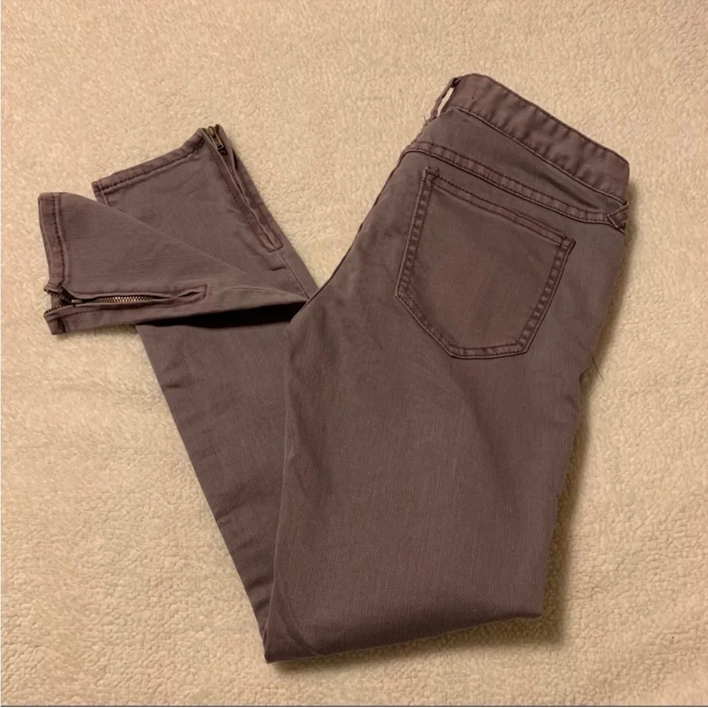 Free People Ankle Zip Skinny Jeans Dusty Purple